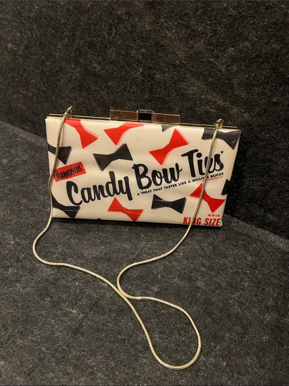 Kate Spade ♠️ Famous Candy Bow Ties Print Clutch - Red & Black Bow Tie Design